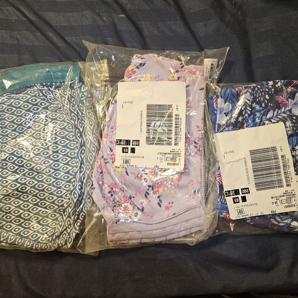 $72 BUNDLE LOT OF 3 BRAS NIP NEW Comfort Choice Front-Close COTTON Bras 38 G 4D